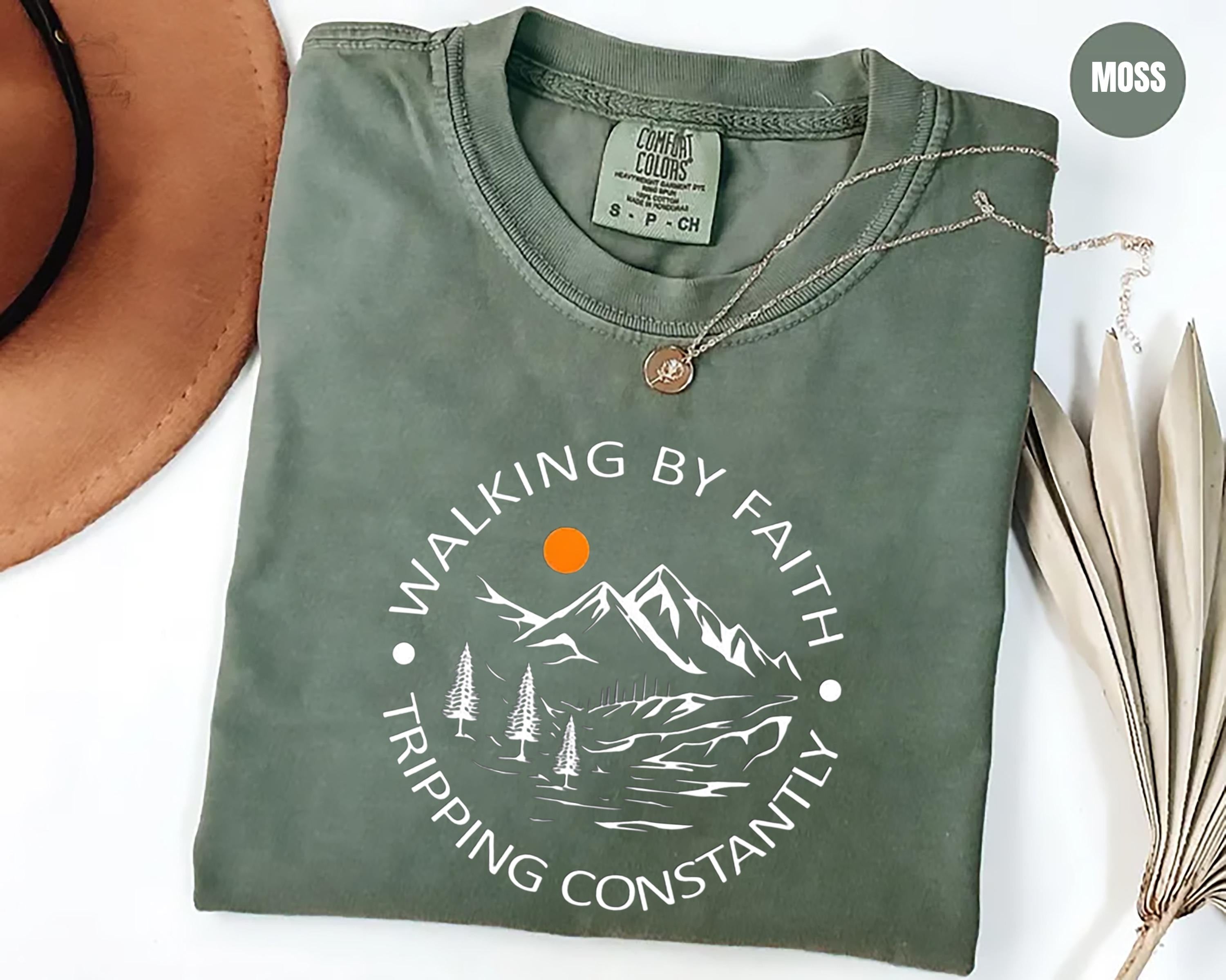 Comfort Colors® Walking by Faith Tripping Constantly, Inspirational Shirt, Christian T Shirt, Minimal Christian Shirt for Women